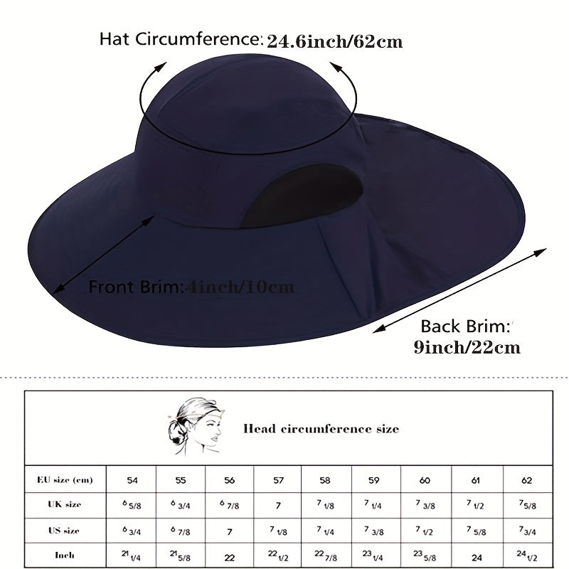 UPF 50 Wide Brim Sun Hat With Neck Flap Unisex Boonie Hat