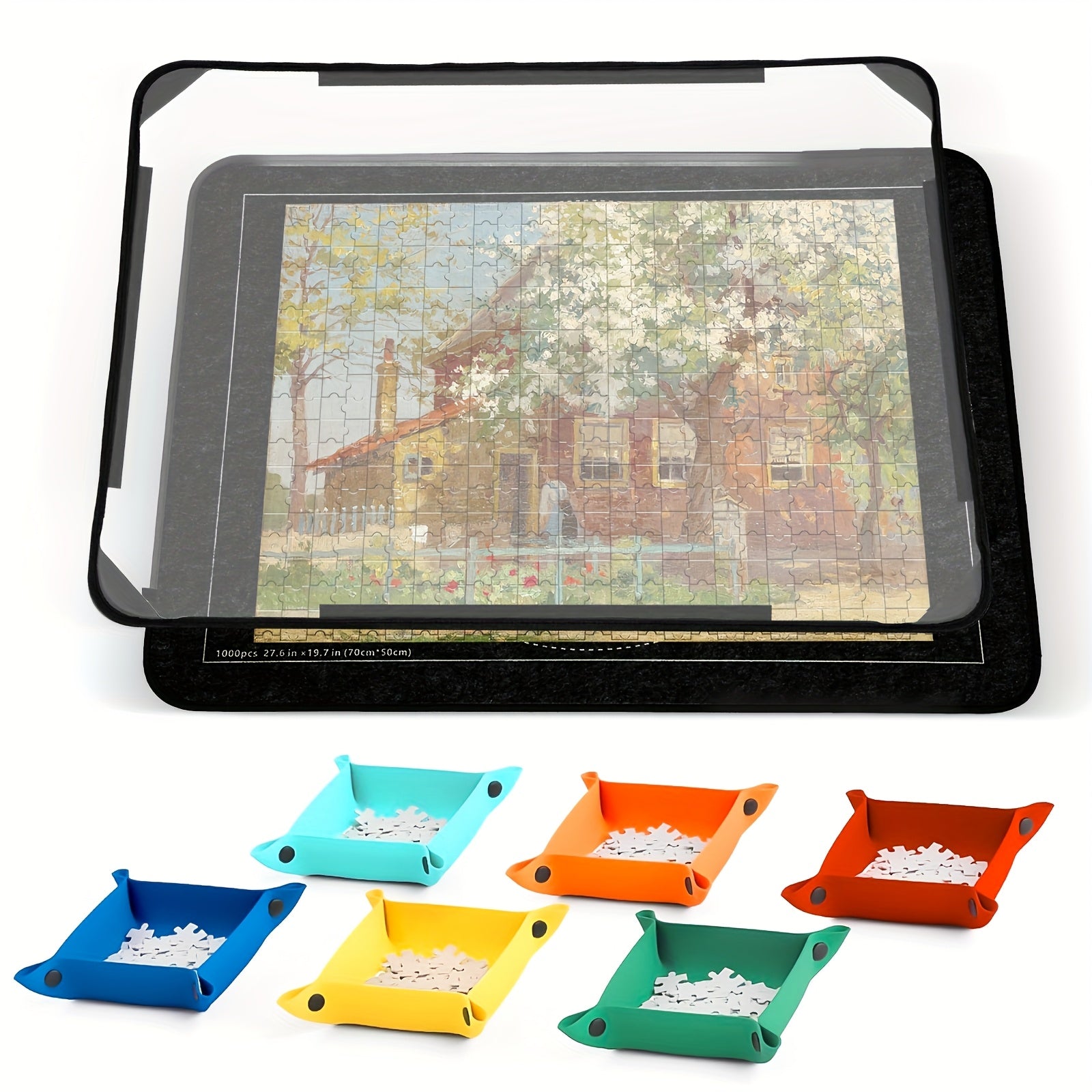 1000pcs Foldable Felt Puzzle Board with 6 Trays