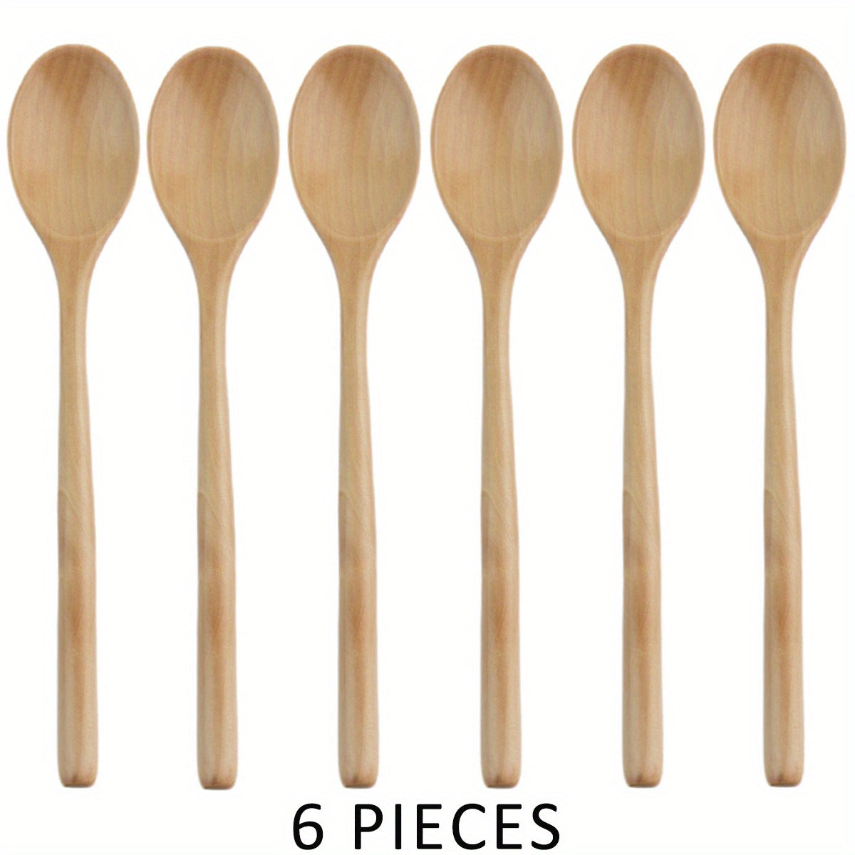 6pcs Wooden Spoons 22.86 Cm Wood Soup Spoons Japanese Style Kitchen Utensil
