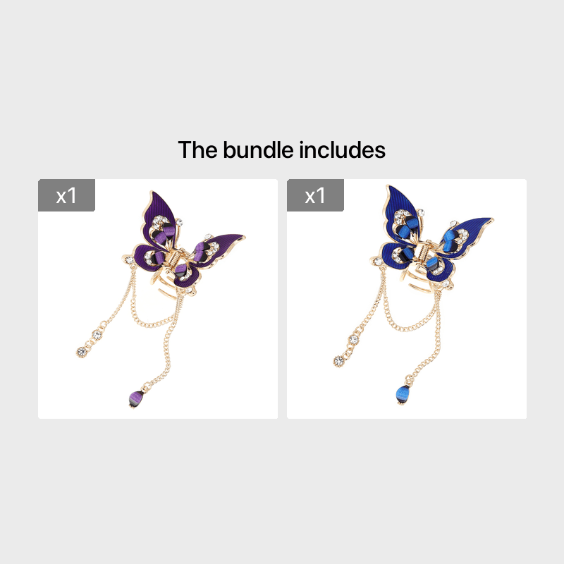 Butterfly Rhinestone Tassel Hair Claw Clip Vintage Grip Hair Jaw Clip