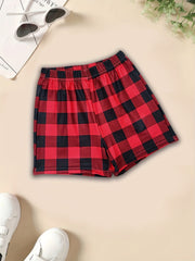Girls Plaid Shorts Waist Band Comfortable Casual Pants for Summer
