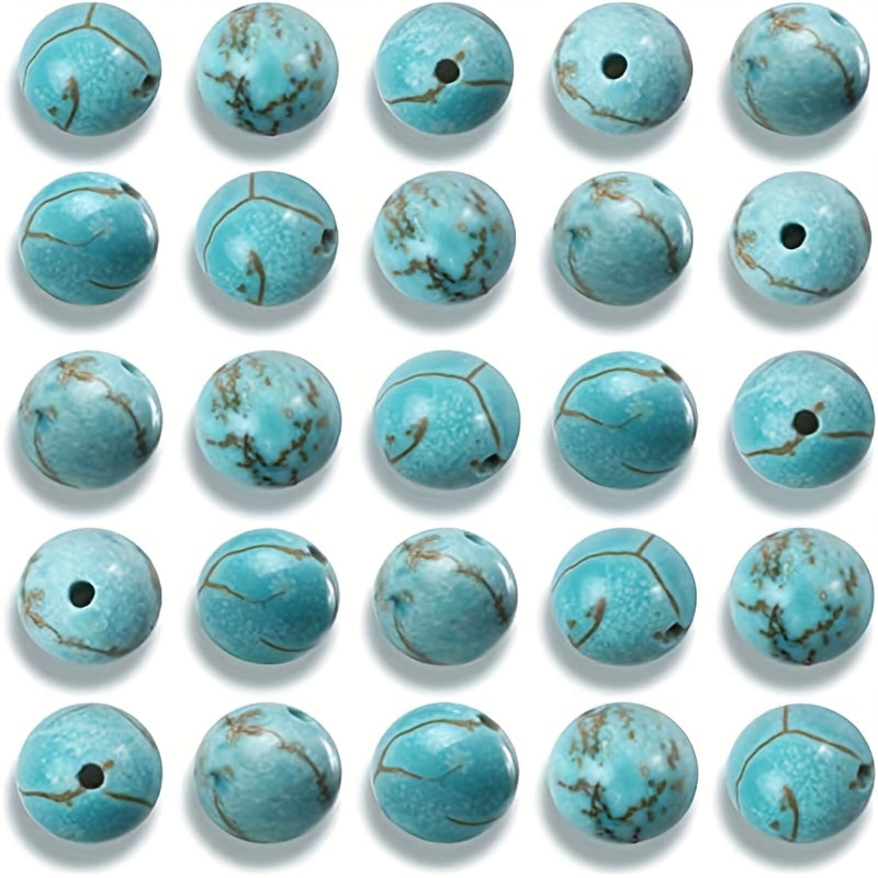 100pcs Natural Turquoise Gemstone Beads Round for Jewelry Making