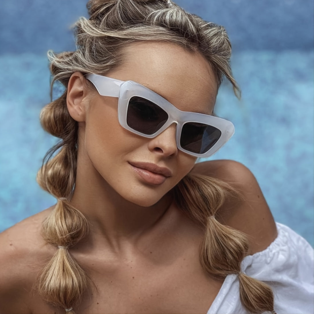 Cat Eye Wide Temple Sunglasses Triangle Glasses Hip Hop Sunglasses