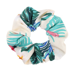 4pcs Boho Print Leaf Flower Hair Scrunchies Soft Fabric for Women Girls