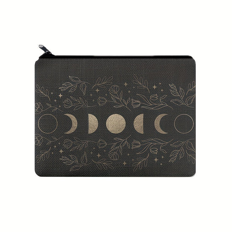 Moon Print Carry All Pouch Zipper Storage Bag Cosmetic Coin Purse