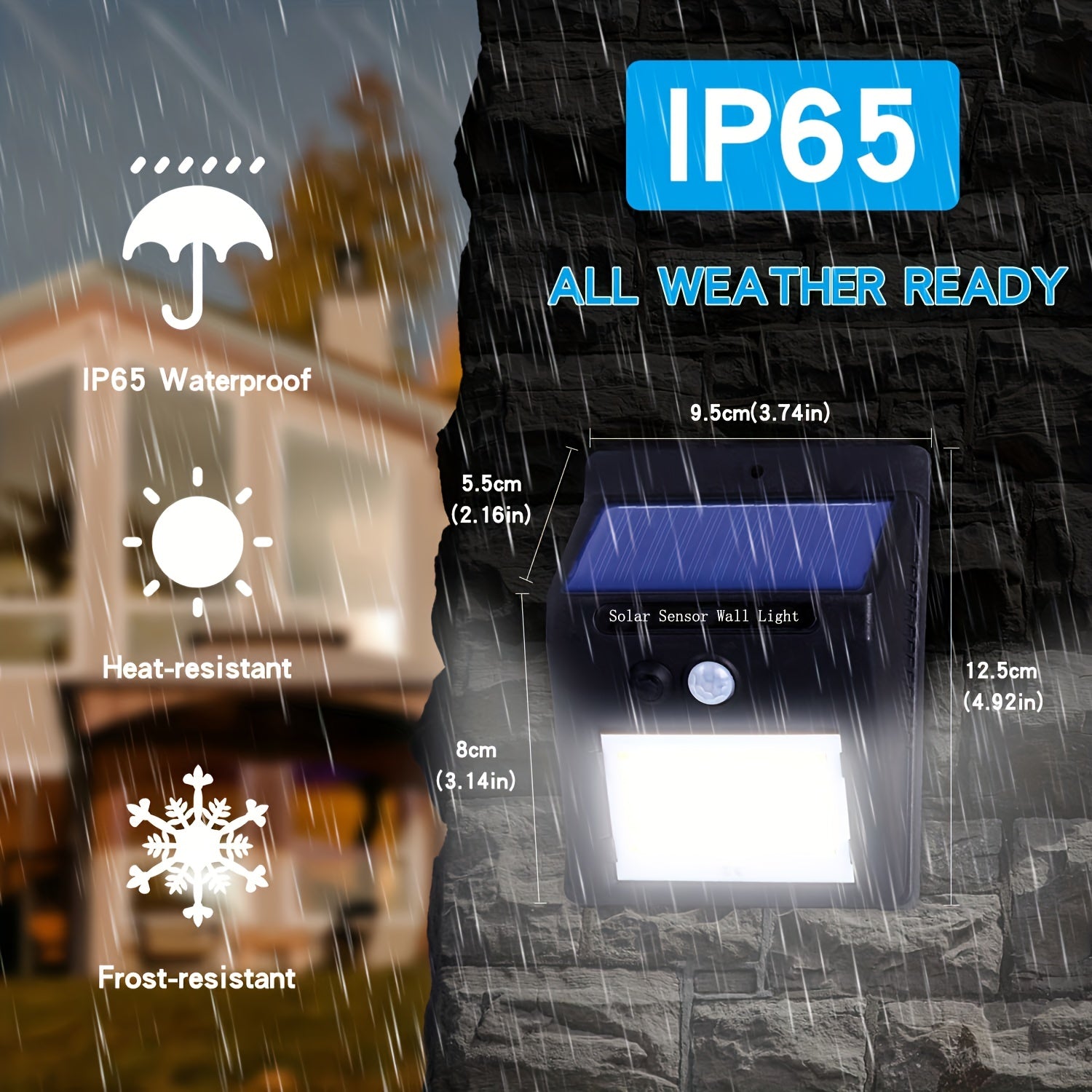 2pcs Motion Sensor Solar Light Waterproof Outdoor Garden Lights