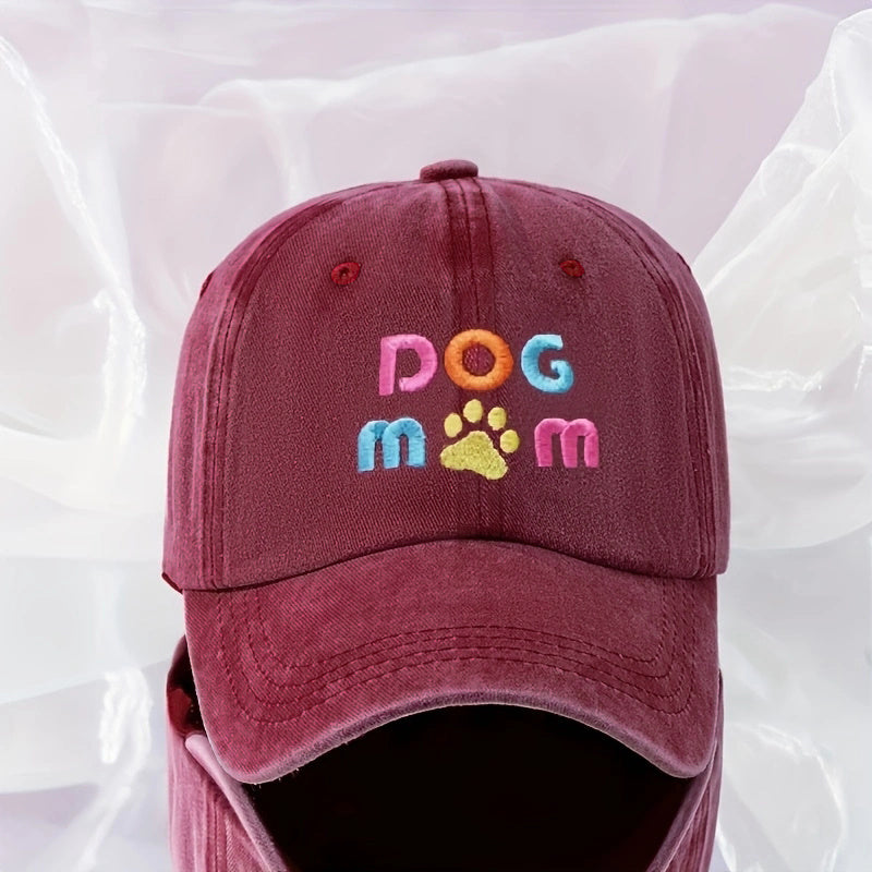 DOG MOM Embroidered Baseball Cap Y2K Washed Distressed Dad Hat