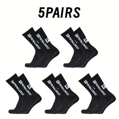 5 Pairs Non-Slip Mid-Calf Football Socks