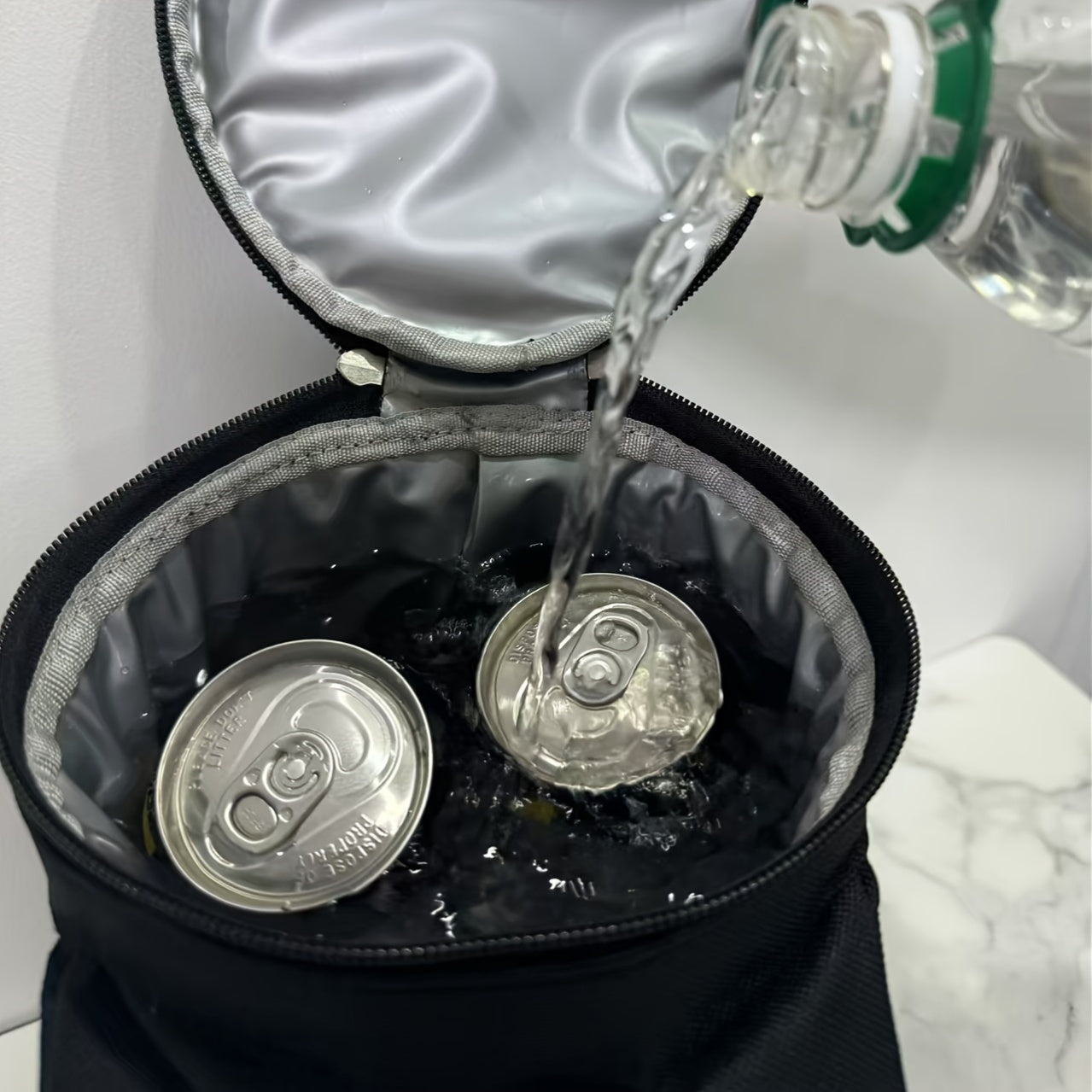 Insulated Lunch Bag Faux Leather Hand Washable Portable Ice Bag