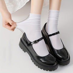5 Pairs Girls Thin Ice Silk Stacking Socks for Summer