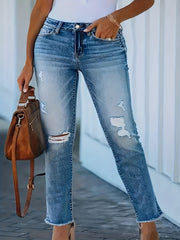  Women's Washed Ripped Stretch Jeans