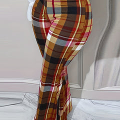  Plaid Print High Rise Trousers