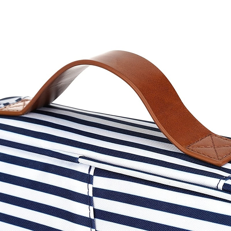Portable Striped Pattern Handbag Lightweight Zipper Storage Bag