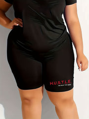  Women's High Rise Letter Print Biker Shorts