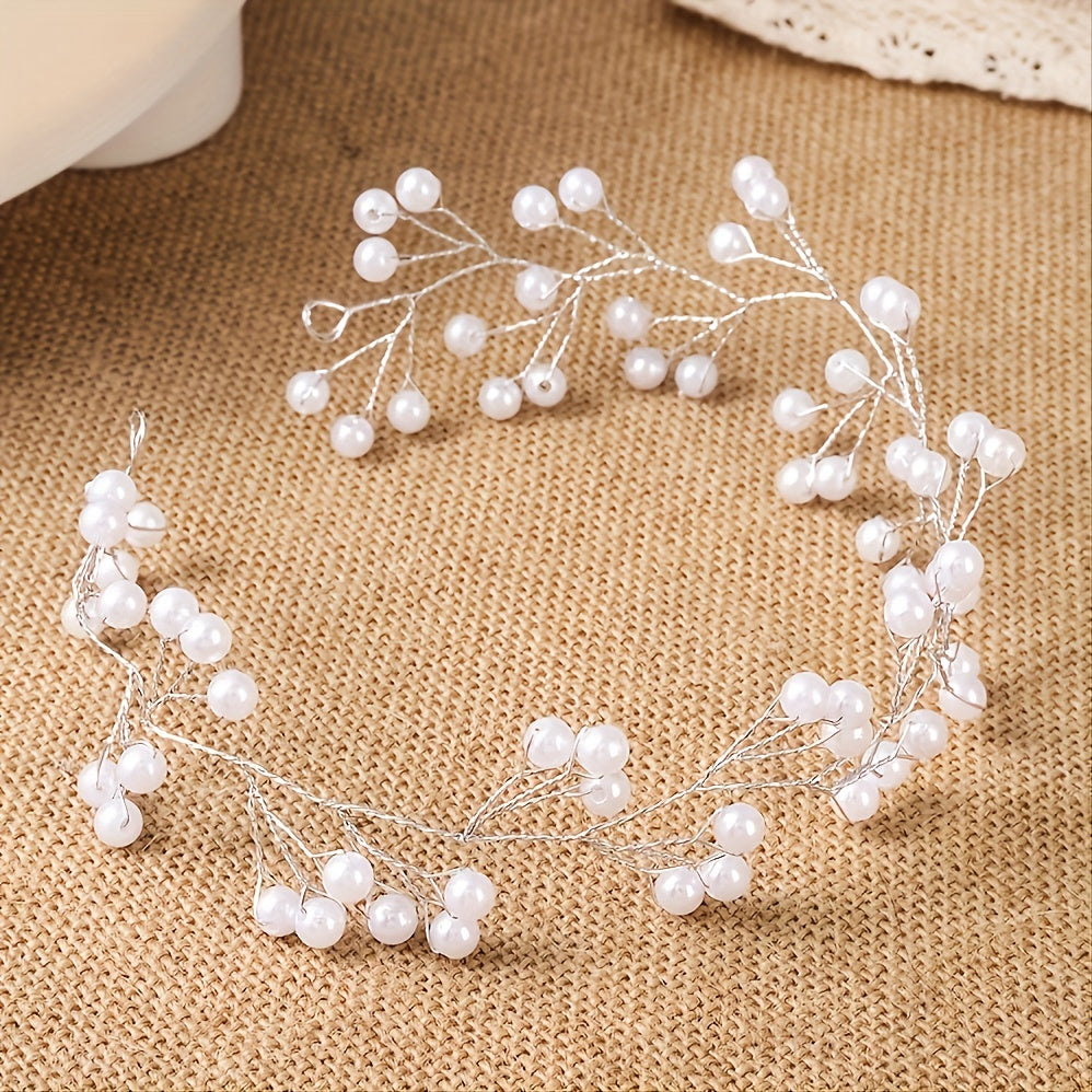 Faux Pearl Wreath Princess Hair Hoop Head Jewelry Hair Accessories For Girls