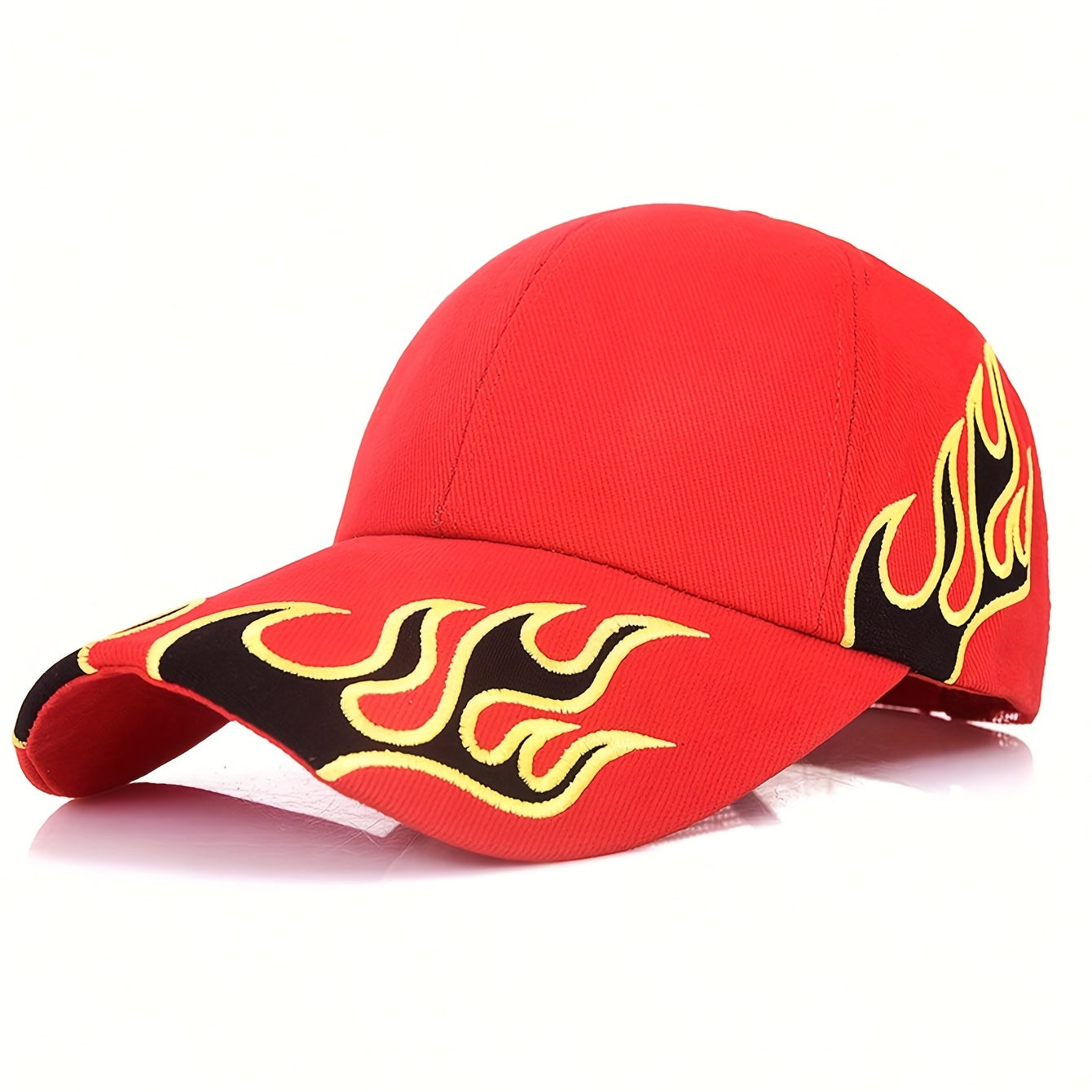 Mesh Flame Embroidered Baseball Cap for Couples