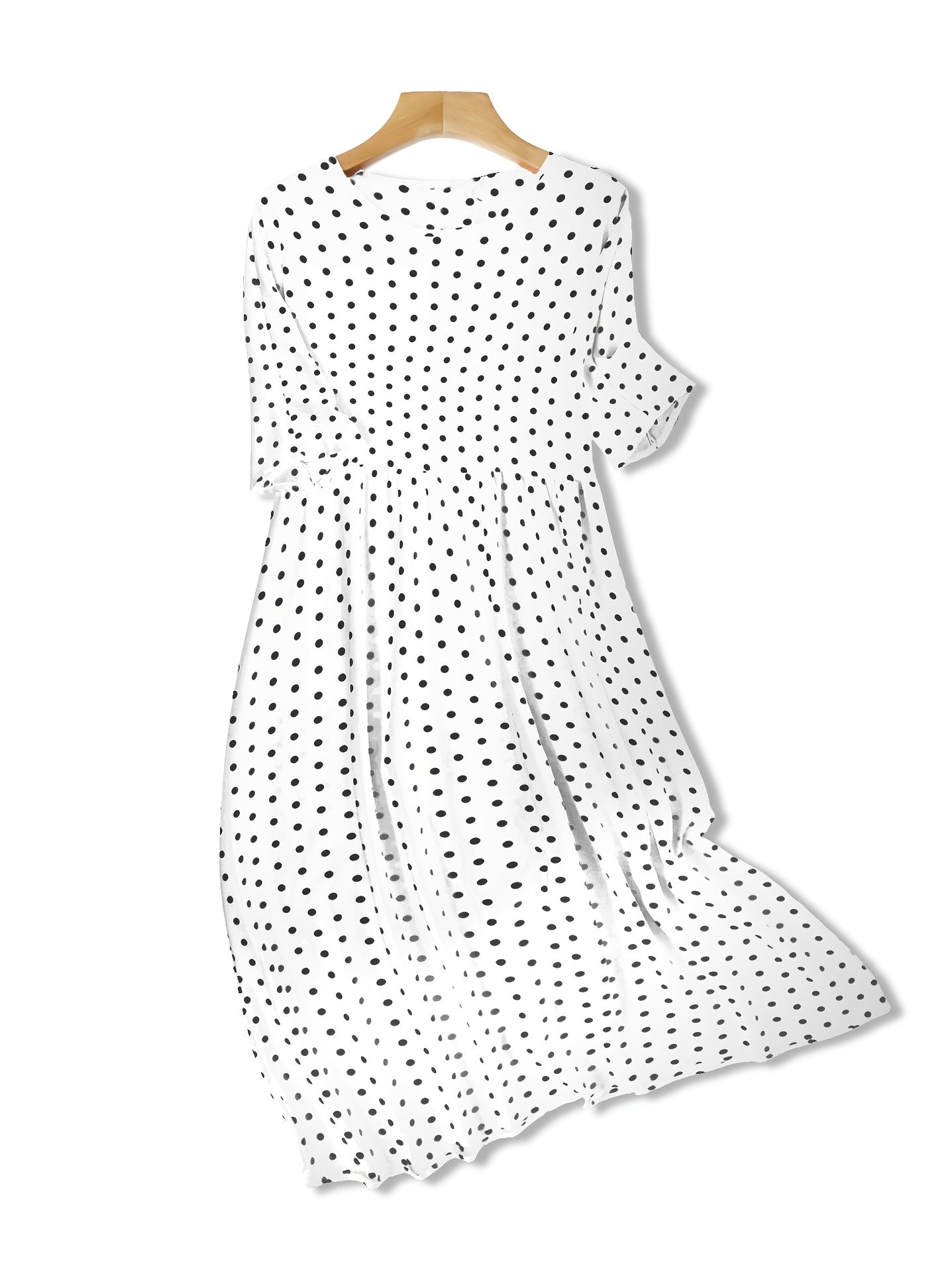  Boho Polka Dot Print Ruched Dress