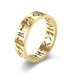 Minimalist Men's Hollow Viking Rune Stainless Steel Ring