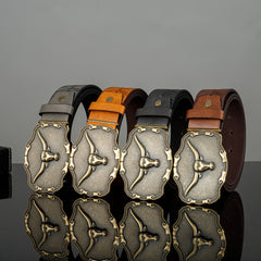 Men's Bull Head Buckle Belt for Outdoor Daily Party