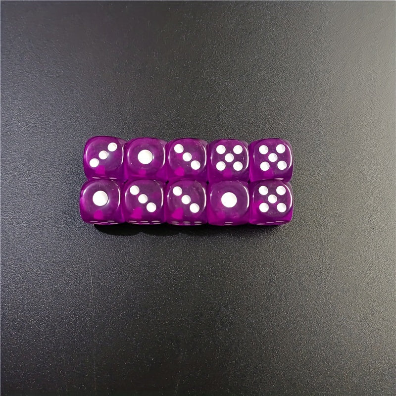 10pcs Acrylic Dice Set for Bar KTV Entertainment 12mm Hexahedron Dice
