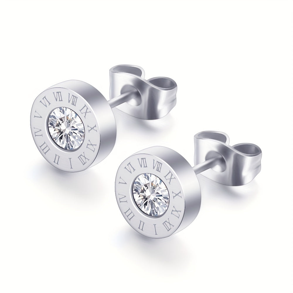Stylish Round Zircon Earrings for Men