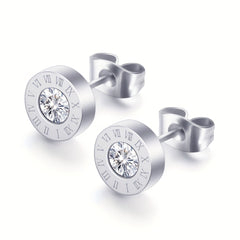 Stylish Round Zircon Earrings for Men