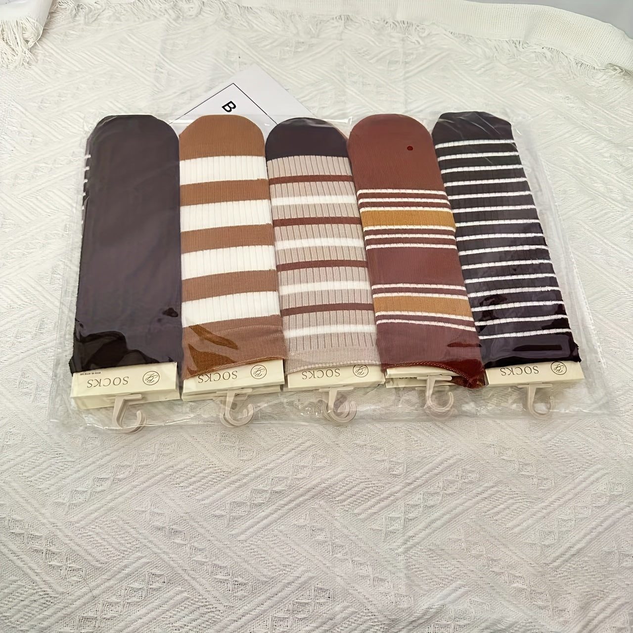 Women's Striped Crew Socks Soft Mid Tube Stockings