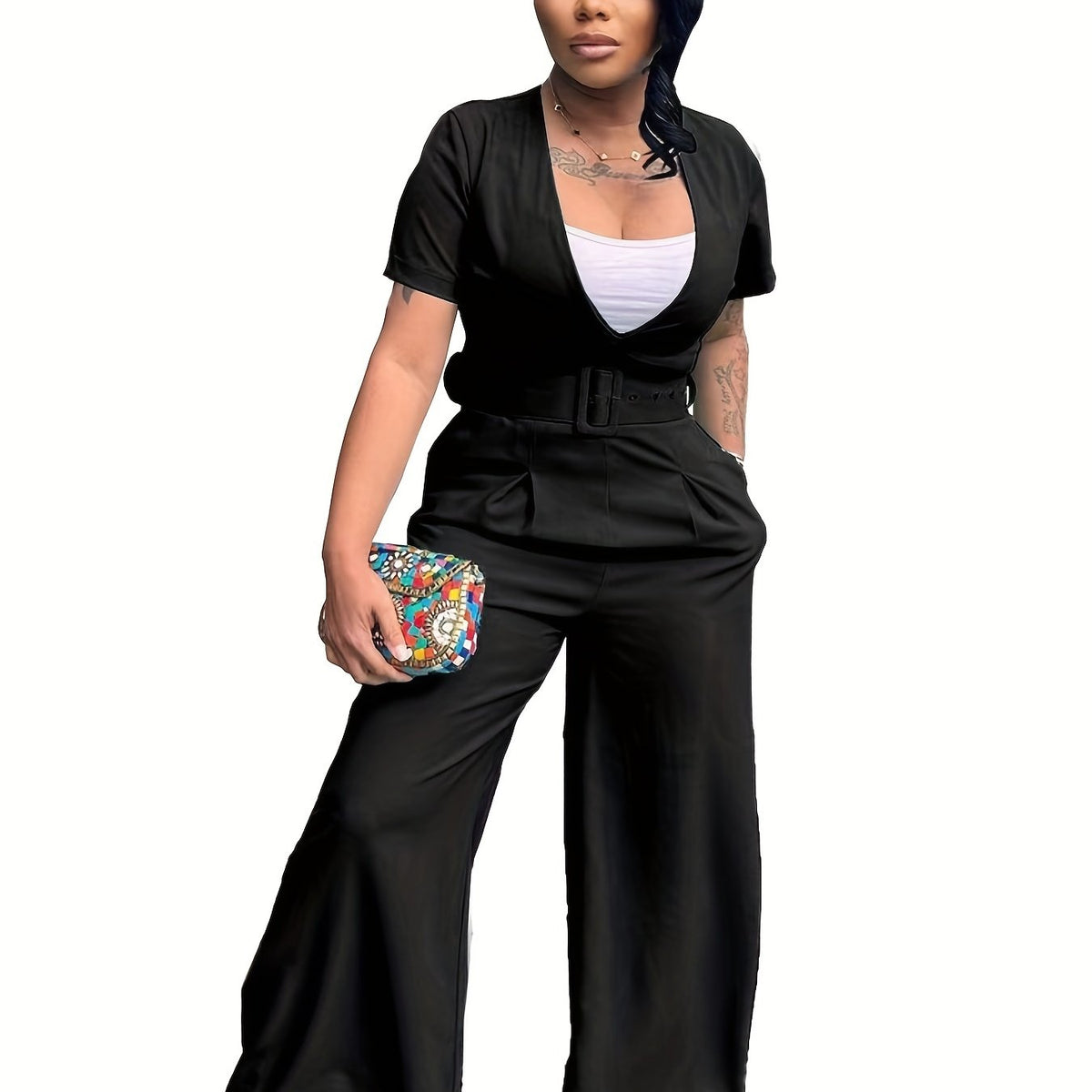 Sexy V-Neck Jumpsuit for Women
