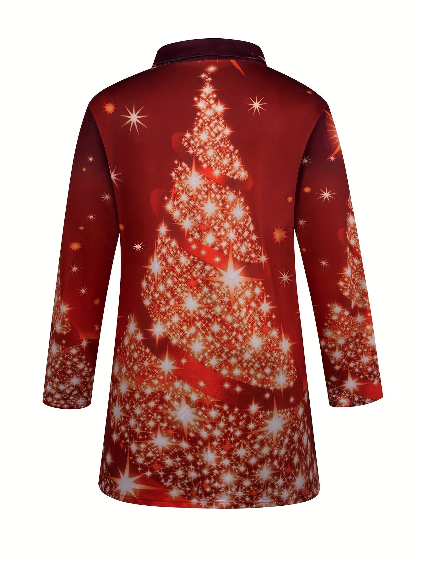  Christmas Cardigan Women's Tree Print Open Front Cardigan