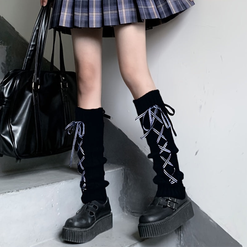 Cross Strappy Leg Warmers & Knee High Socks Women's Stockings