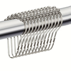 12pcs Stainless Steel Shower Curtain Hooks Rings Bathroom Accessories