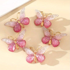5pcs Butterfly Decor Hair Clips Non-slip Duck Billed Acrylic Hair Accessories
