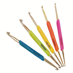 5pcs Silicone Handle Double Head Aluminum Crochet Hooks Set