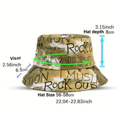 Tie Dye Letter Graffiti Print Bucket Hat Hip Hop Fisherman Cap