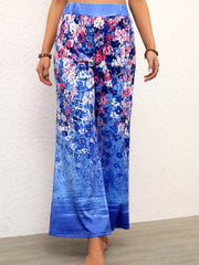 Floral Print High Rise Stretch Flare Leg Pants