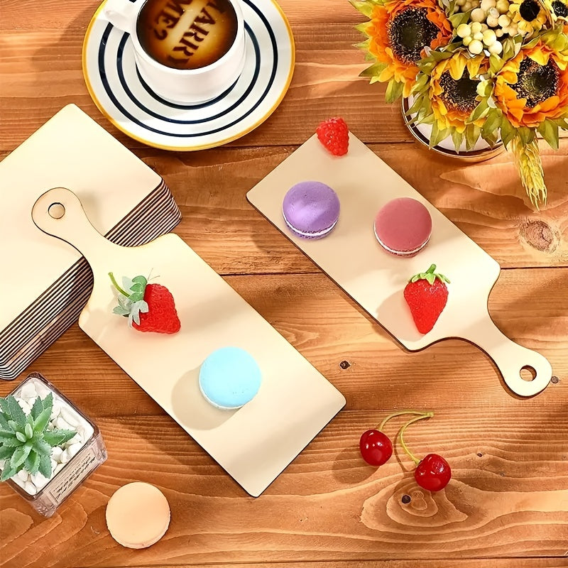 8pcs Mini Wooden Cutting Board With Handle & Ropes