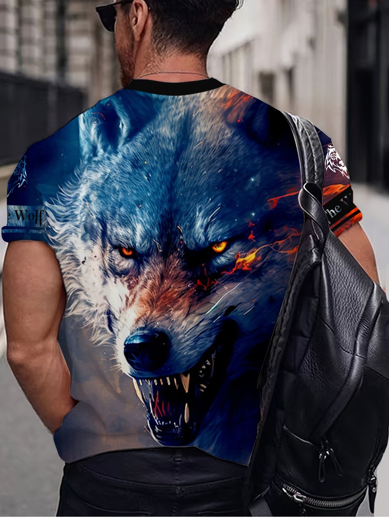 Wolf 3d Pattern Print Men's Short Sleeve T shirt Graphic Tee