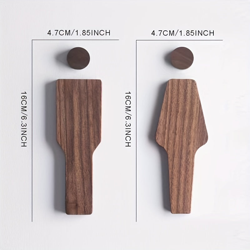 Set Of 2 Wooden Restroom Signs Bathroom WC Door Signs Brown