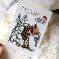 Christmas Greeting Clear Stamp - Santa Claus Roof Forest Rubber Stamps