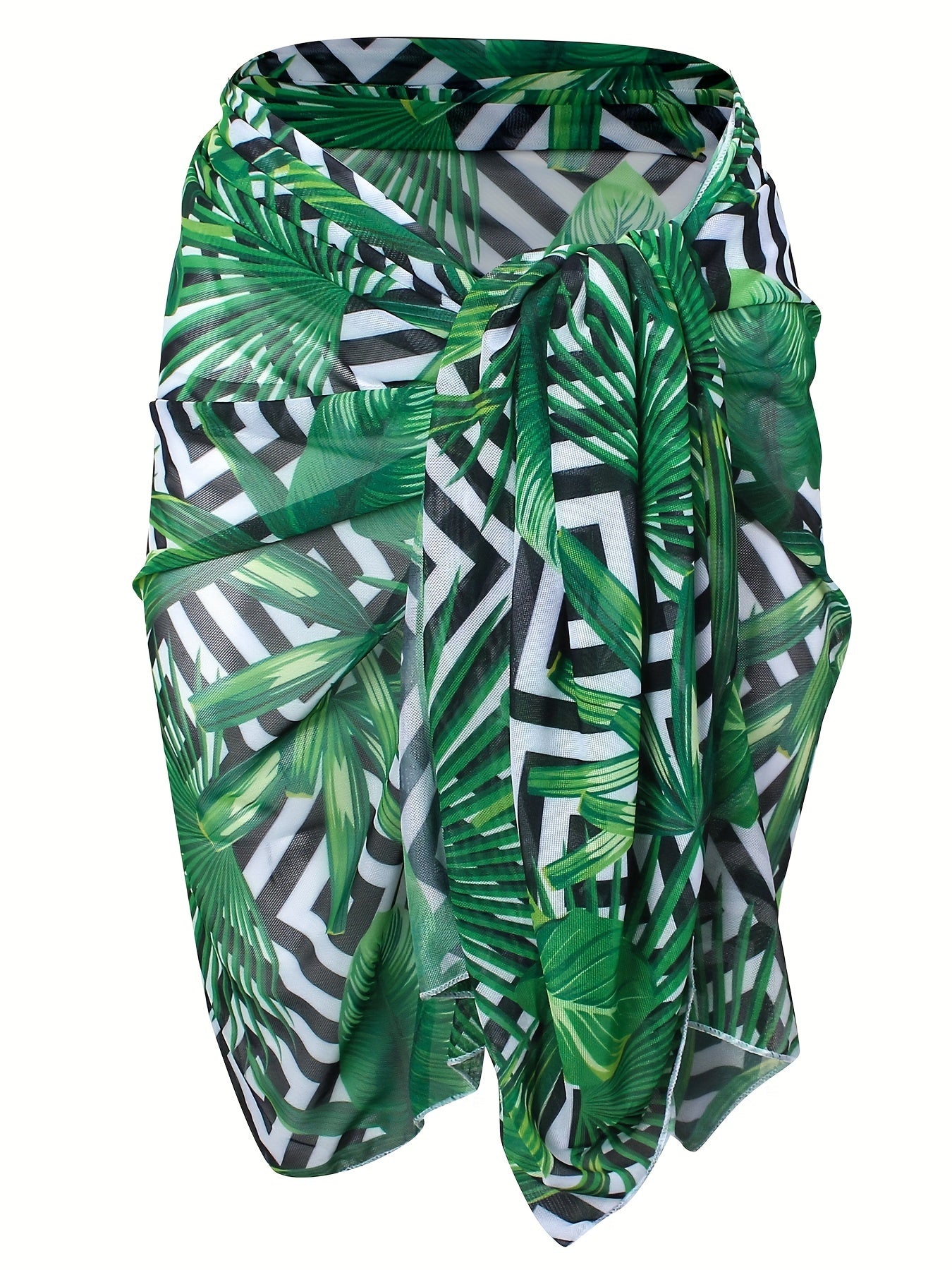  Tropical & Geo Print Beach Cover Up Skirt