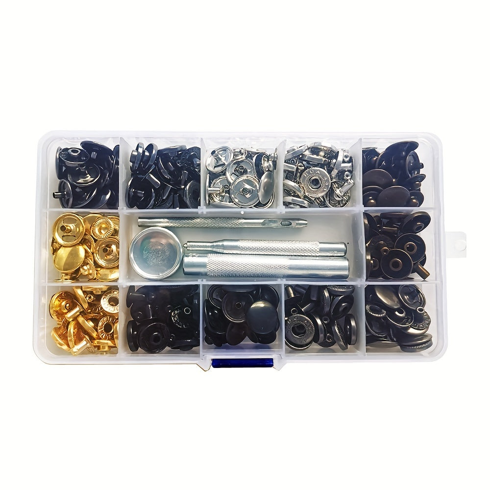 60pcs 15mm Metal Snap Fasteners Kit with Install Tools for Clothes