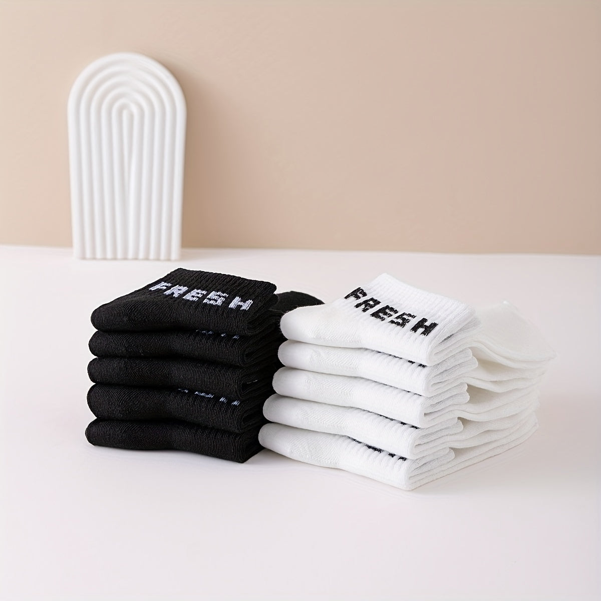 10 Pairs Letter Print Sports Short Socks Women's Stockings