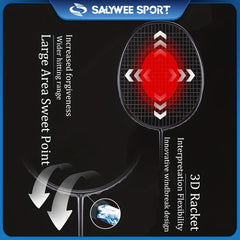 Carbon Fiber Pro Badminton Rackets With String & Bag