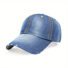 Distressed Denim Baseball Cap Hip Hop Unisex Dad Hat