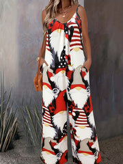  Skull Print Wide Leg Jumpsuit