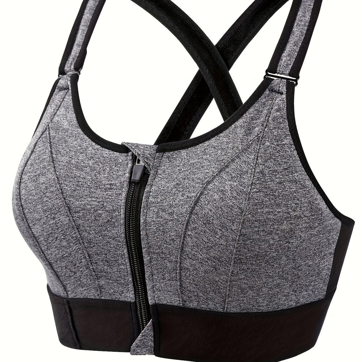 Women's Zipper Sports Bra Shockproof Yoga Top