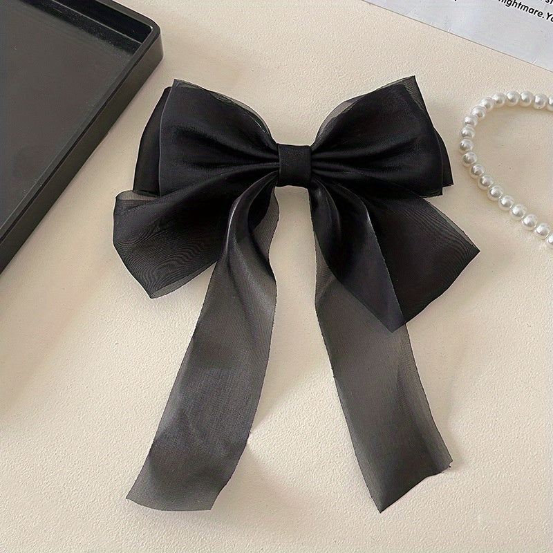 Organza Bow Barrette Ribbon Hair Clip for Women Girls