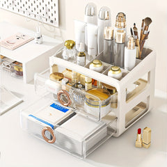 2 Layer Transparent Storage Box With Top Cover Cosmetics Drawer Style