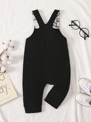 Baby Boy Waffle Letter Patched Overalls