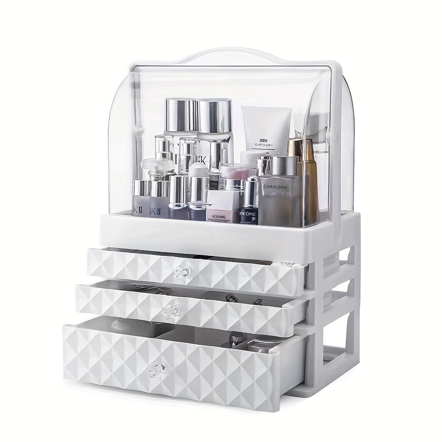 Portable Makeup Organizer with Drawer & Lid Waterproof Dustproof Storage Case
